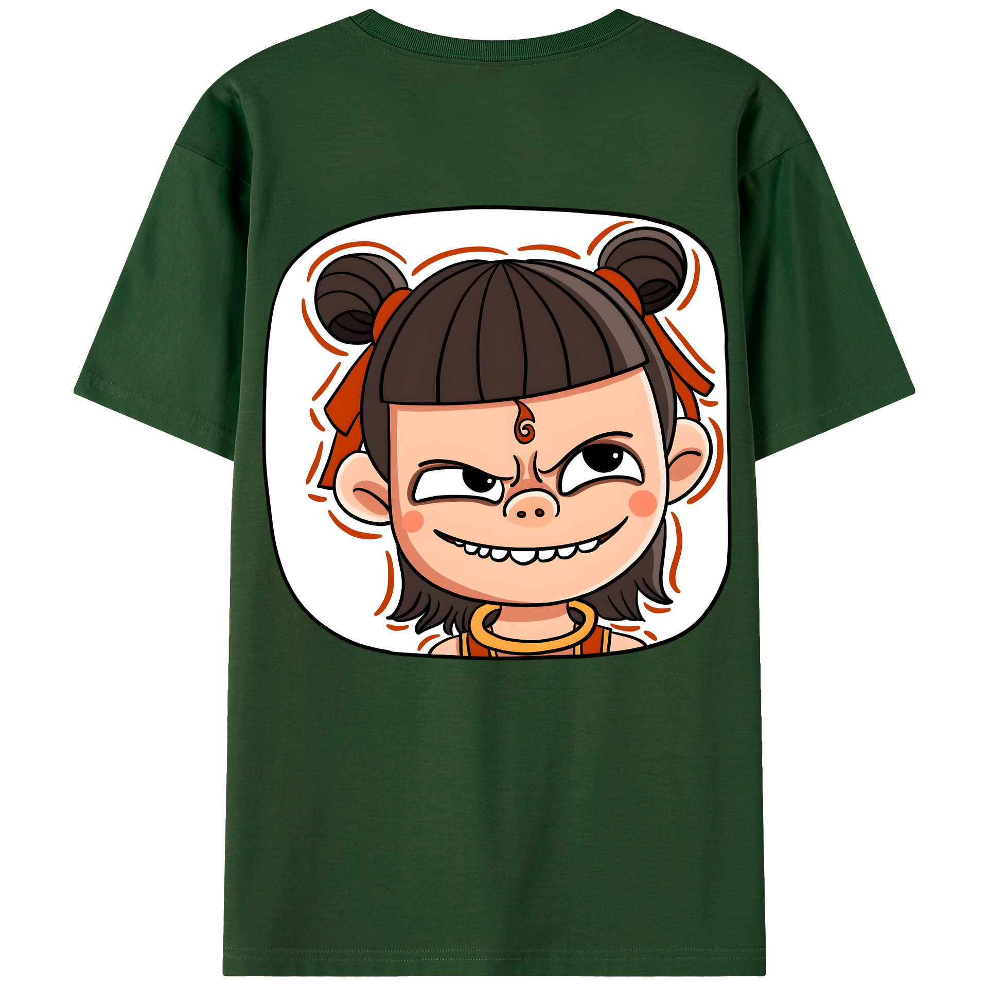 （画像用） Ne Zha 2 ナタ 魔童の大暴れ 綿100％半袖Tシャツ（背面プリント）